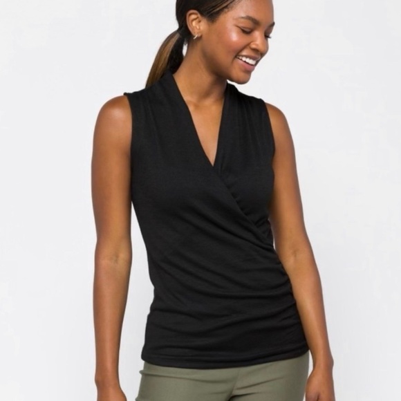 41 HAWTHORN BENNI WRAP FRONT RUCHED KNIT TOP, Black, Sz,‎ Small NWT - Picture 1 of 6